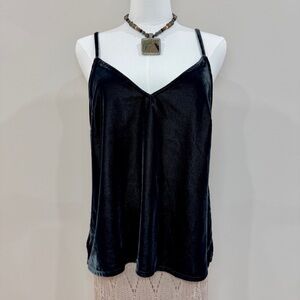 Old Navy Charcoal Black Velvet Cami Tank Top – Y2K / 90s Minimalist Vibe Size M